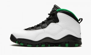 Nike Air Jordan 10 Retro (GS) 'Seattle' Kids Shoes White / Black / Green | 617054-OPH