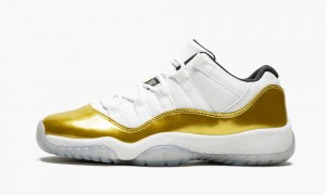 Nike Air Jordan 11 Retro Low BG 'Closing Ceremony' Kids Shoes White / Gold / Black | 386904-FLH