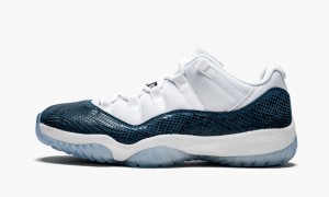 Nike Air Jordan 11 Retro Low LE 'Blue Snakeskin' Mens Shoes White / Black / Navy | 512708-MDB