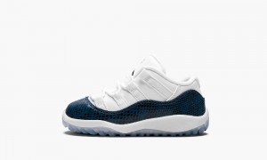 Nike Air Jordan 11 Retro Low LE TD 'Blue Snakeskin' Kids Shoes White / Black / Navy | 043761-BKW