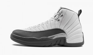 Nike Air Jordan 12 Retro 'Dark Grey' Mens Shoes White / Dark Grey / Red | 312405-FMI