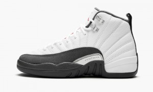 Nike Air Jordan 12 Retro GS 'Dark Grey' Kids Shoes White / Red / Dark Grey | 938106-BNZ