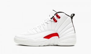 Nike Air Jordan 12 Retro GS 'Twist' Kids Shoes White / Black / Red | 152093-QHT