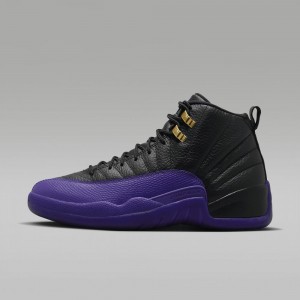 Nike Air Jordan 12 Retro Mens Shoes Black / Metal Gold / Purple | 628573-YFV