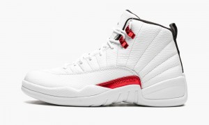 Nike Air Jordan 12 'Twist' Mens Shoes White / Red / Black | 046235-KFQ