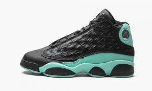 Nike Air Jordan 13 GS 'Island Green' Kids Shoes Black / Metal Silver | 896274-JHI