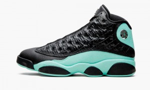 Nike Air Jordan 13 'Island Green' Mens Shoes Black / Metal Silver / Green | 086431-AUQ