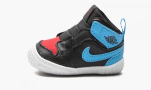 Nike Air Jordan 1 Crib Bootie 'UNC to Chicago' Kids Shoes Black / Dark Blue / Red | 843106-PXW