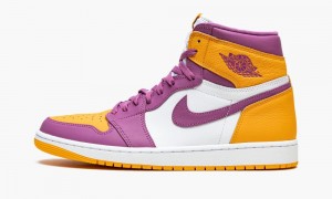 Nike Air Jordan 1 High OG 'Brotherhood' Mens Shoes Purple / Gold / Light | 389574-LPM