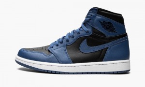 Nike Air Jordan 1 High OG 'Dark Marina Blue' Mens Shoes Dark Blue / Black / White | 437182-NTO