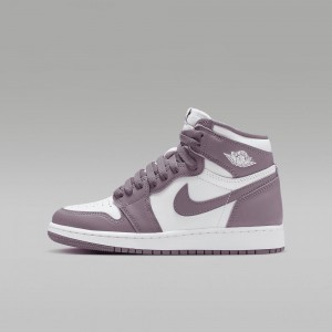 Nike Air Jordan 1 High OG Kids Shoes White / Blue Purple | 712689-NVL