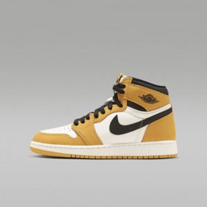 Nike Air Jordan 1 High OG Kids Shoes Yellow / White | 872601-DRQ