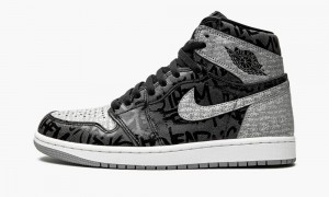 Nike Air Jordan 1 High OG 'Rebellionaire' Mens Shoes Black / White / Grey | 623980-CPH