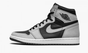 Nike Air Jordan 1 High OG 'Shadow 2.0' Mens Shoes Black / White / Light Grey | 573601-YAD