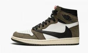 Nike Air Jordan 1 High OG TS SP 'Travis Scott' Mens Shoes Dark Beige / Red | 601542-YAH