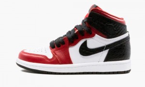 Nike Air Jordan 1 High Retro PS 'Satin Snake' Kids Shoes Red / White / Black | 608574-PRS