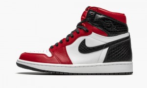 Nike Air Jordan 1 High Retro 'Satin Snake' Womens Shoes Red / Black | 217643-FVU