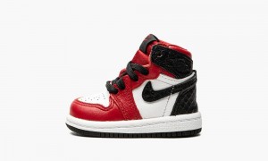 Nike Air Jordan 1 High Retro TD 'Satin Snake' Kids Shoes Red / White / Black | 432906-EAX