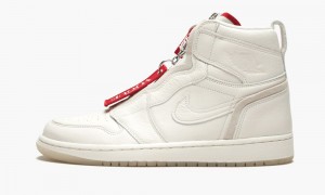 Nike Air Jordan 1 High Zip AWOK 'Vogue Sail' Womens Shoes Red / White | 946075-WUO