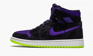 Nike Air Jordan 1 High Zoom 'Lemon Venom' Womens Shoes Black / Purple / Lemon | 372891-LUH