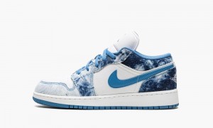 Nike Air Jordan 1 LOW (GS) 'Acid Wash Denim' Kids Shoes White / Blue | 374586-JHM