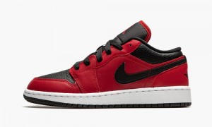 Nike Air Jordan 1 Low 'Black Pebbled' Kids Shoes Red / Black / White | 620318-MHT