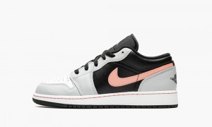 Nike Air Jordan 1 Low 'Black grey pink' Kids Shoes Black / Coral / Grey | 571894-PYV