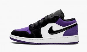 Nike Air Jordan 1 Low (GS) 'Court Purple' Kids Shoes White / Black / Purple | 625384-NQL