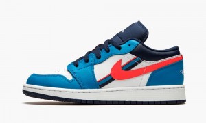 Nike Air Jordan 1 Low (GS) 'Game Time' Kids Shoes White / Red / Blue | 709813-OYK