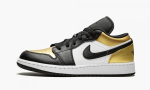 Nike Air Jordan 1 Low (GS) 'Gold Toe' Kids Shoes Metal Gold / Black / White | 708496-RBM