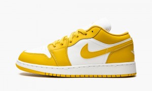 Nike Air Jordan 1 Low GS 'White / Pollen' Kids Shoes Yellow / White / Mustard | 054867-WBU