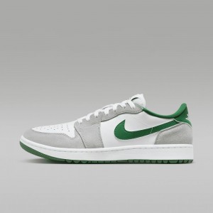 Nike Air Jordan 1 Low G Mens Shoes White / Light Grey / Deep Green | 849062-JLU