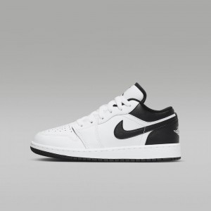 Nike Air Jordan 1 Low Kids Shoes White / Black | 910536-YXZ