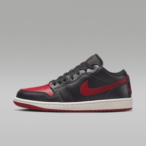 Nike Air Jordan 1 Low Mens Shoes Black / Red | 728451-WKQ