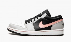 Nike Air Jordan 1 Low Mens Shoes Black / Coral / Grey | 293615-GBO