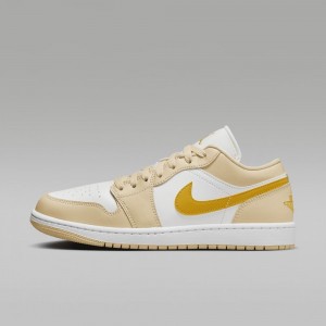 Nike Air Jordan 1 Low Mens Shoes Light Yellow / White / Yellow | 286057-LYO