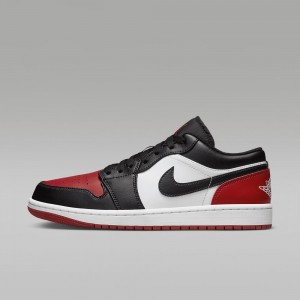 Nike Air Jordan 1 Low Mens Shoes White / Red / Black | 605279-YAF