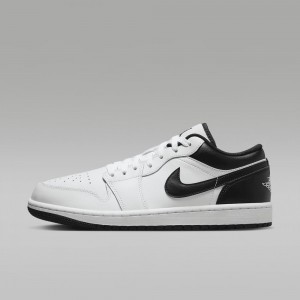 Nike Air Jordan 1 Low Mens Shoes White / Black | 650379-BTX