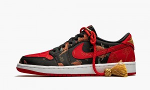 Nike Air Jordan 1 Low OG 'Chinese New Year 2021' Mens Shoes Black / Red / Metal | 625890-AXI