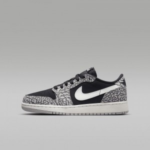 Nike Air Jordan 1 Low OG Kids Shoes Black / White | 921065-KNF