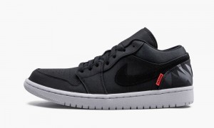 Nike Air Jordan 1 Low PSG 'PSG - Paris Saint Germain' Mens Shoes Black / Dark Grey | 493682-ELY