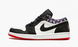 Nike Air Jordan 1 Low Q54 'Quai 54' Mens Shoes White / Black / Red | 357068-GOL