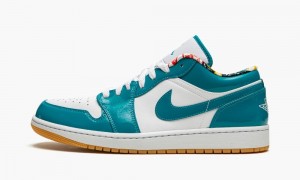 Nike Air Jordan 1 Low SE 'Barcelona' Mens Shoes Turquoise / White | 789360-WIV