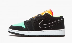 Nike Air Jordan 1 Low SE GS 'Aurora Green' Kids Shoes Black / Green | 087561-IQE