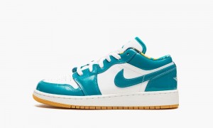 Nike Air Jordan 1 Low SE GS 'Barcelona' Kids Shoes Turquoise / White | 290175-FDC