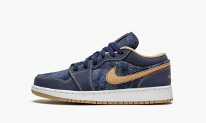 Nike Air Jordan 1 Low SE GS 'Denim' Kids Shoes Navy | 724598-UDF