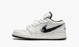 Nike Air Jordan 1 Low SE GS 'Paint Splatter' Kids Shoes Black / Orange / White | 805196-PIU