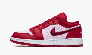 Nike Air Jordan 1 Low SE GS 'Pink Quilt' Kids Shoes Red / Dark | 492178-SEB