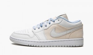 Nike Air Jordan 1 Low SE 'Grey cream' Womens Shoes White / Blue | 592784-BCK