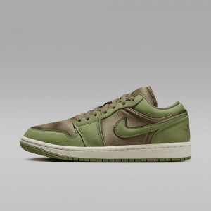 Nike Air Jordan 1 Low SE Mens Shoes Brown / Blue Light Olive | 750386-SKQ